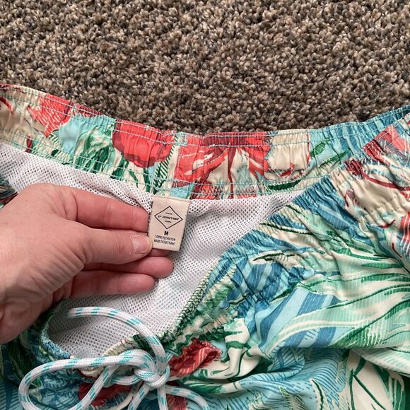 St. John’s Bay Men’s Hawaiian Blue/green Floral Swim Trunk/Board Shorts Size M - Picture 4 of 8